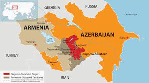 نقشه مرزهای جغرافیایی در آذربایجان - ارمنستان